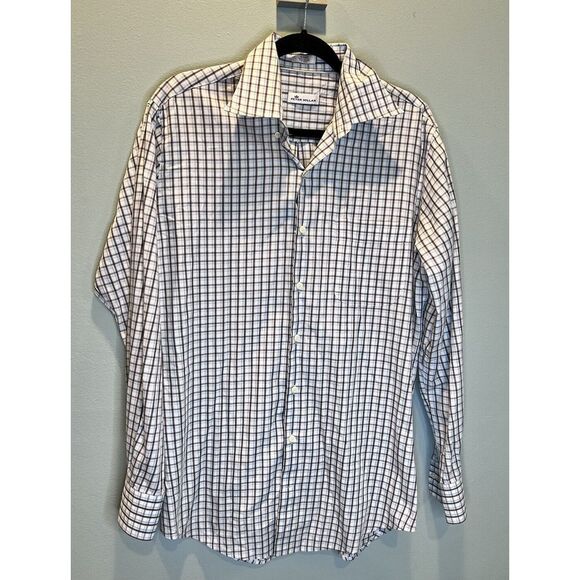 Peter Millar Shirt Mens Medium Checkered Button Down Long Sleeve Cotton Crown - Picture 1 of 6